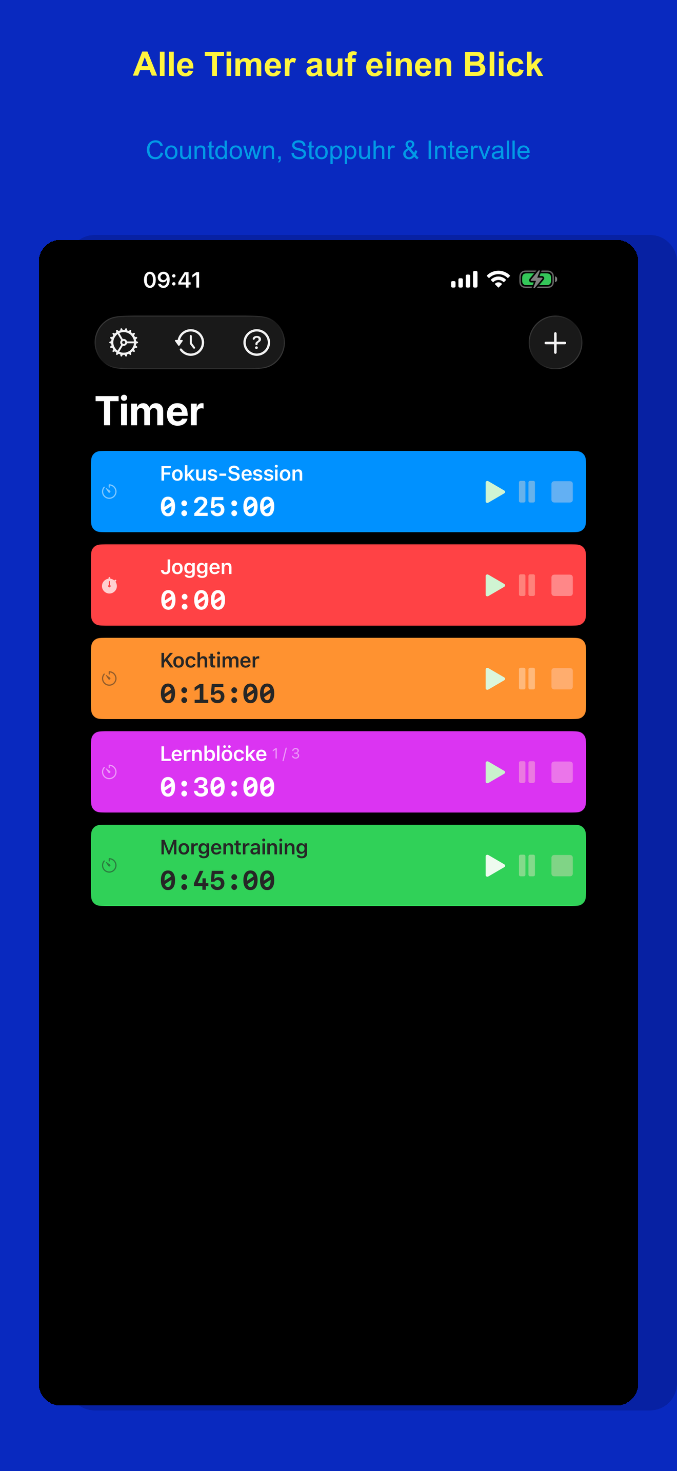 TimeTrack Timer-Liste